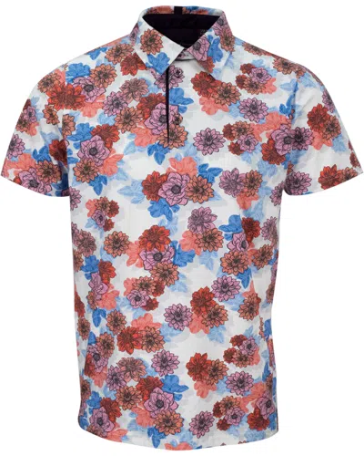 Lords Of Harlech Men's Pink / Purple Pietro Snap Floral Polo Shirt - Melon In Pink/purple