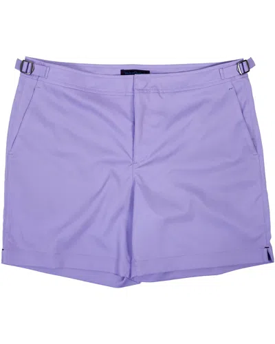 Lords Of Harlech Pool Oxford Swim Short In Lavender In Pink/purple