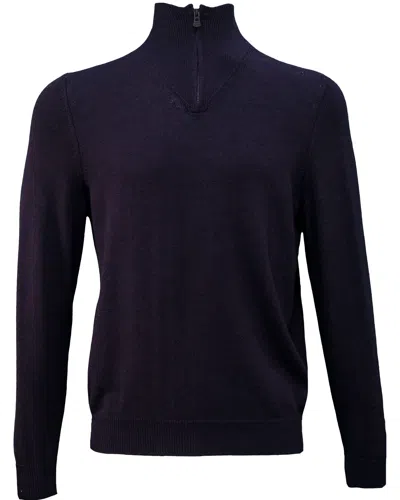 Lords Of Harlech Men's Pink / Purple Quest Fully Fashioned Quarter-zip Merino Sweater - Navy Plum Twist In Pink/purple