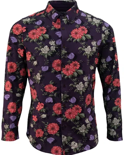 Lords Of Harlech Men's Pink / Purple Sawyer Augustus Floral Knit Shirt - Plum In Pink/purple