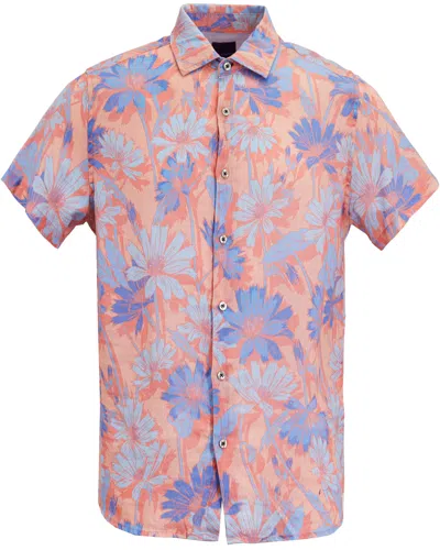 Lords Of Harlech Men's Pink / Purple Sergio Springtime Linen Shirt - Pink In Pink/purple
