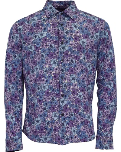 Lords Of Harlech Men's Pink / Purple Sherlock Dense Floral Tailored Merino Shirt - Lavender In Pink/purple