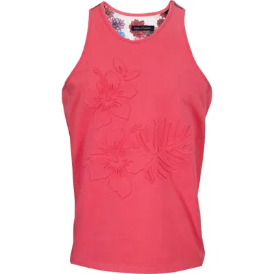 Lords Of Harlech Men's Pink / Purple Tedford Embossed Floral Tank - Melon In Pink/purple