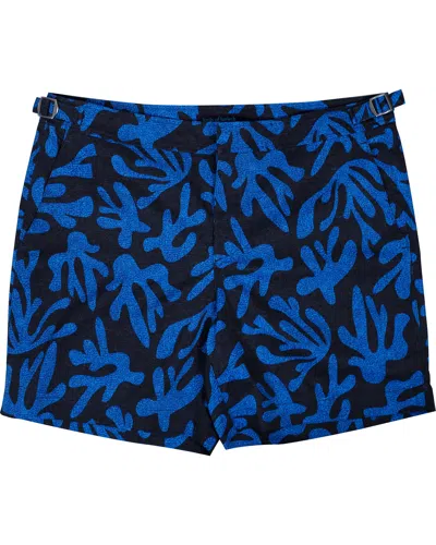 Lords Of Harlech Men's Pool Loop Coral Canvas Swim Short - Blue