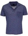 Lords Of Harlech Bobby Merino Wool Johnny Collar Polo City Geo In Blue