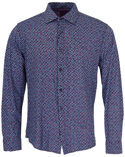Lords Of Harlech Sherlock Tailored Merino Wool Shirt In Blue