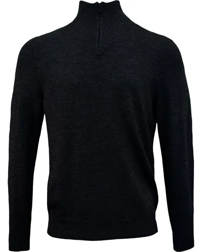Lords Of Harlech Men's Quest Fully Fashioned Quarter-zip Merino Sweater - Black