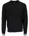 Lords Of Harlech Men's Quinn Quarter-zip Merino Sweater In Black In Black