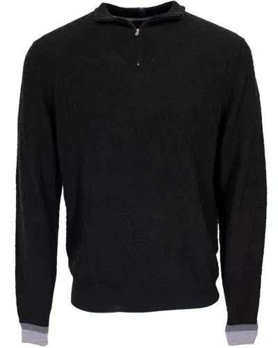 Lords Of Harlech Men's Quinn Quarter-zip Merino Sweater In Black