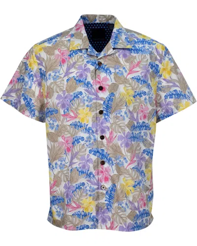 Lords Of Harlech Men's Ralph Flat Tropical Camp Shirt - White