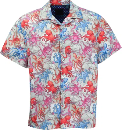 Lords Of Harlech Men's Ralph Octopus Party Camp Shirt In Pumice In Multi