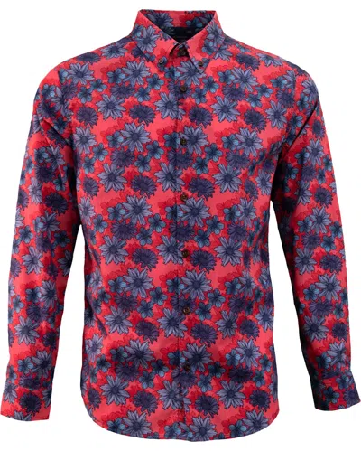 Lords Of Harlech Men's Red Morris Italian Floral Shirt - Rosa