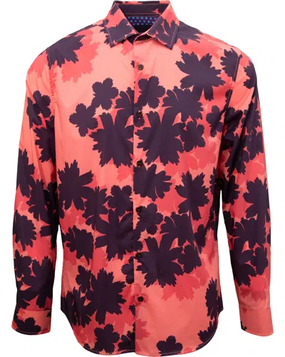 Lords Of Harlech Men's Red Norman Salerno Floral Shirt - Rosa
