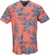 Lords Of Harlech Men's Rose Gold / Blue / Pink Maze Floating Forna V-neck Tee In Geranium In Rose Gold/blue/pink