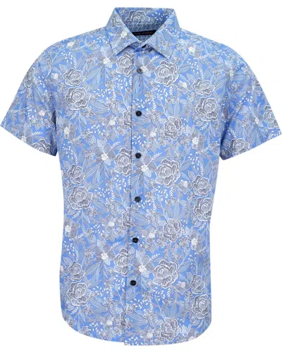 Lords Of Harlech Men's Scott Handcut Floral Shirt - Blue