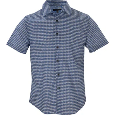 Lords Of Harlech Scott Theo Geo Blue Shirt