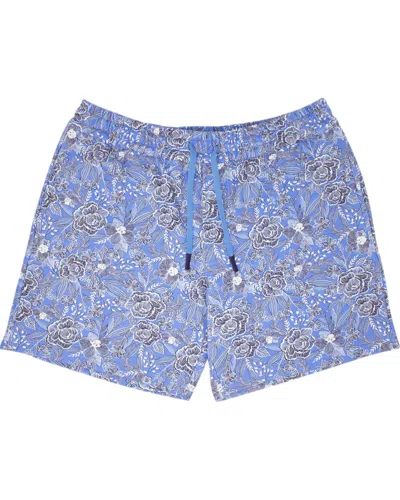 Lords Of Harlech Men's Silus Handcut Floral Interlock Shorts - Blue