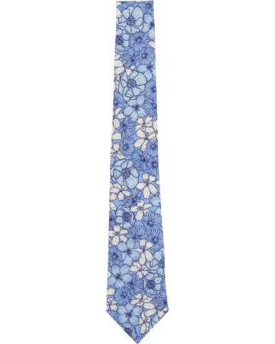 Lords Of Harlech Men's Taddeo Dense Floral Merino Tie -  Blue