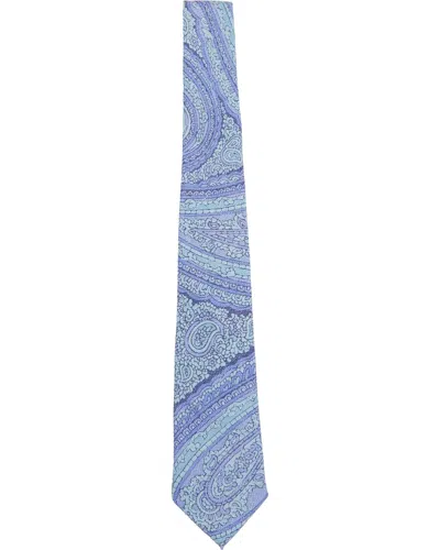 Lords Of Harlech Men's Taddeo Paisley Oxford Merino Tie - Blue