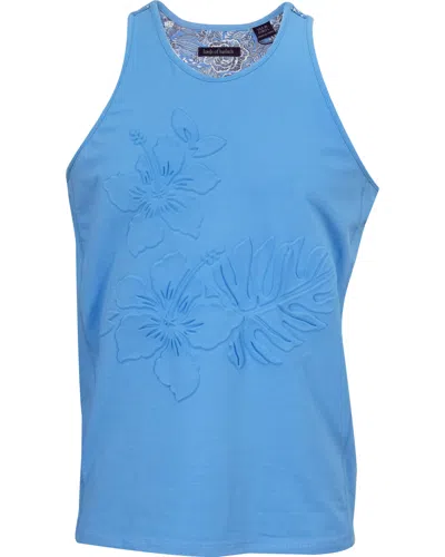 LORDS OF HARLECH MEN'S TEDFORD EMBOSSED FLORAL TANK - BLUE