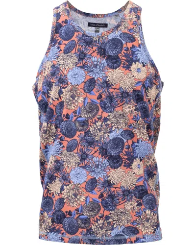 Lords Of Harlech Men's Tedford Tank Mums Floral Peach In Orange