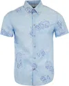 Lords Of Harlech Men's Tim Bouquet Island Shirt -  Blue In Blue