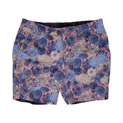 Lords Of Harlech John Lux Mums Floral Peach Shorts In Blue