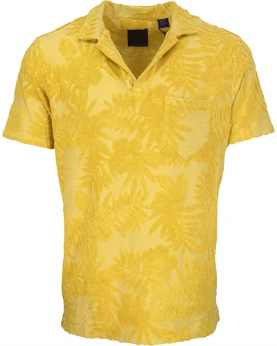 Lords Of Harlech Men's Yellow / Orange Johnny Farm Floral Towel Polo - Sunshine In Yellow/orange