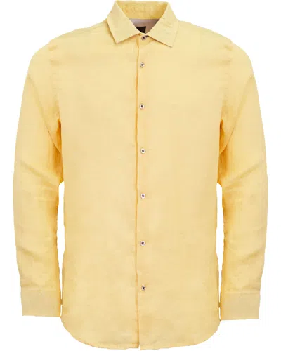 Lords Of Harlech Men's Yellow / Orange Laurent Linen Shirt - Mellow In Yellow/orange