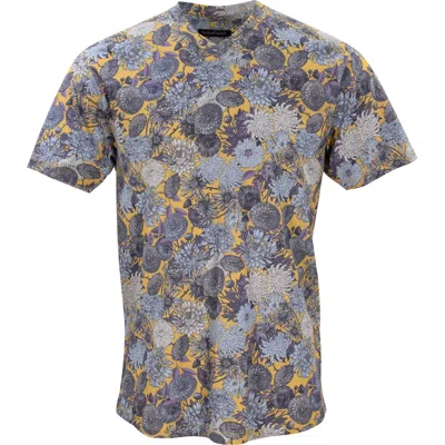 Lords Of Harlech Maze Mums Floral Yellow V-neck Tee In Yellow/orange