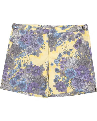 Lords Of Harlech Men's Yellow / Orange Neptune Dream Meadow Tailored Swim Short - Sunshine In Yellow/orange