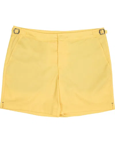 Lords Of Harlech Men's Yellow / Orange Neptune Oxford Tailored Swim Short - Sunshine In Yellow/orange