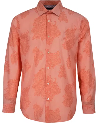 Lords Of Harlech Nigel Cutout Oxford Shirt In Orange