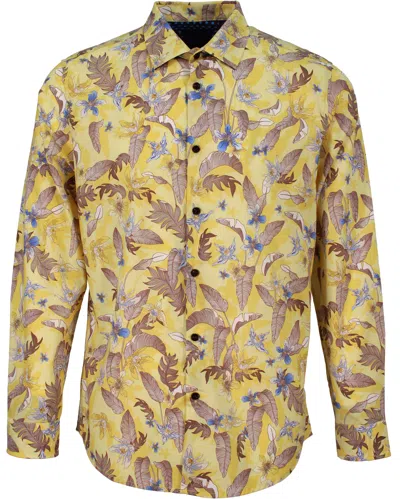 Lords Of Harlech Men's Yellow / Orange Norman Falling Flowers Shirt - Sunshine In Yellow/orange