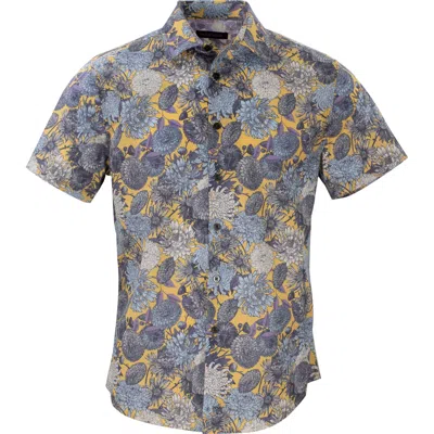 Lords Of Harlech Scott Mums Floral Yellow Shirt In Yellow/orange
