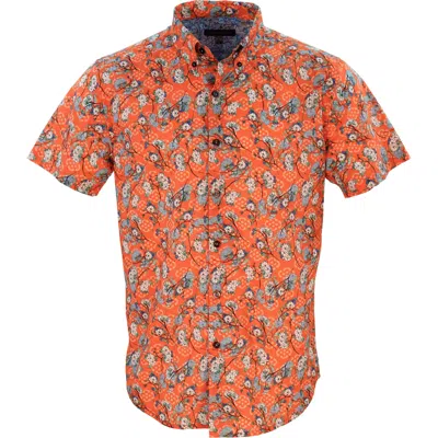 Lords Of Harlech Tim Blossom Canvas Shirt In Orange