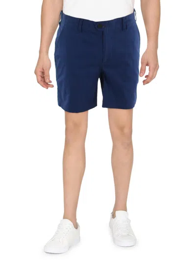 Lords Of Harlech Mens Flat Front Solid Casual Shorts In Blue