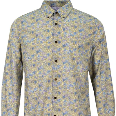 Lords Of Harlech Morris Flower Field Shirt In Yellow/orange