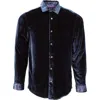 Lords Of Harlech Ned Velvet Shirt In Blue