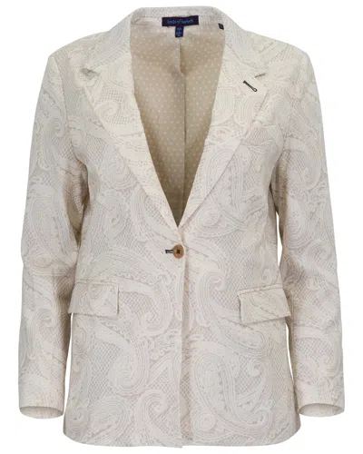 Lords Of Harlech Neutrals Julia Crochet Paisley Ivory Womens Tailored Blazer In White