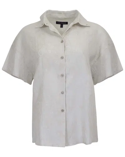 Lords Of Harlech Neutrals Lara Paisley Explosion Ivory Womens Linen Printed Shirt In White