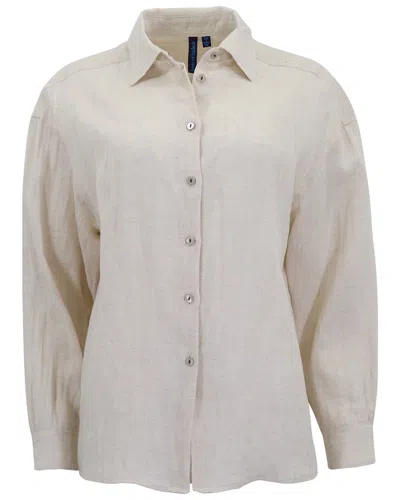 Lords Of Harlech Neutrals Lydia Natural Womens Linen Shirt In White