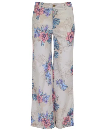 Lords Of Harlech Neutrals Phillis Exotic Floral Neutral Womens Wide-leg Pant In Multi