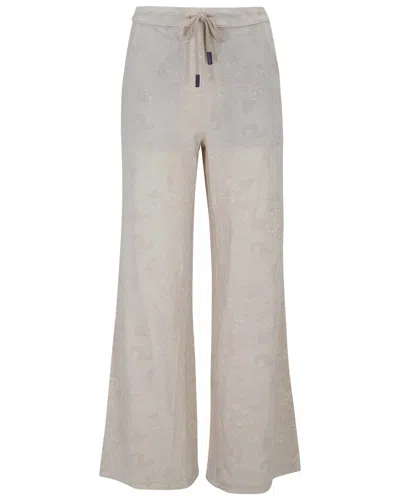 Lords Of Harlech Neutrals Sanchez Paisley Explosion Ivory Womens Wide-leg Pant In White