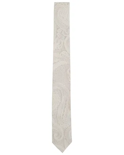 Lords Of Harlech Neutrals Talia Crochet Paisley Ivory Womens Printed Tie In White