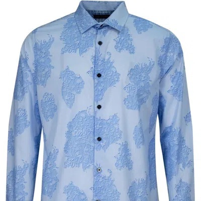 Lords Of Harlech Nigel Cutout Oxford Shirt In Blue