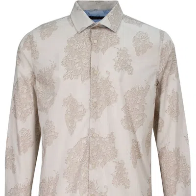 Lords Of Harlech Nigel Cutout Oxford Shirt In Brown