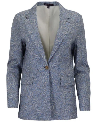 Lords Of Harlech Paisley Pile Womens Tailored Blazer In Blue