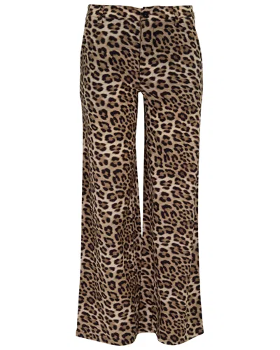Lords Of Harlech Pheobe Leopard Brown Womens Wool Wide-leg Pant