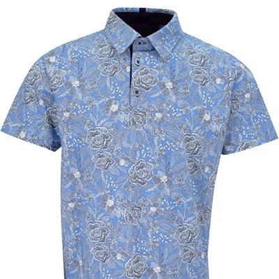 Lords Of Harlech Pietro Handcut Floral Polo Shirt In Blue